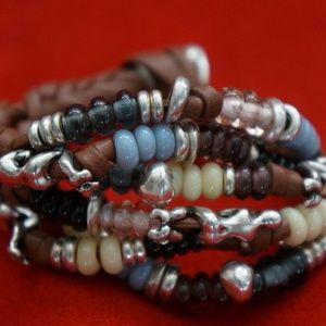 New UNO de 50 Liana 6 Strand Silver Bracelet 7"